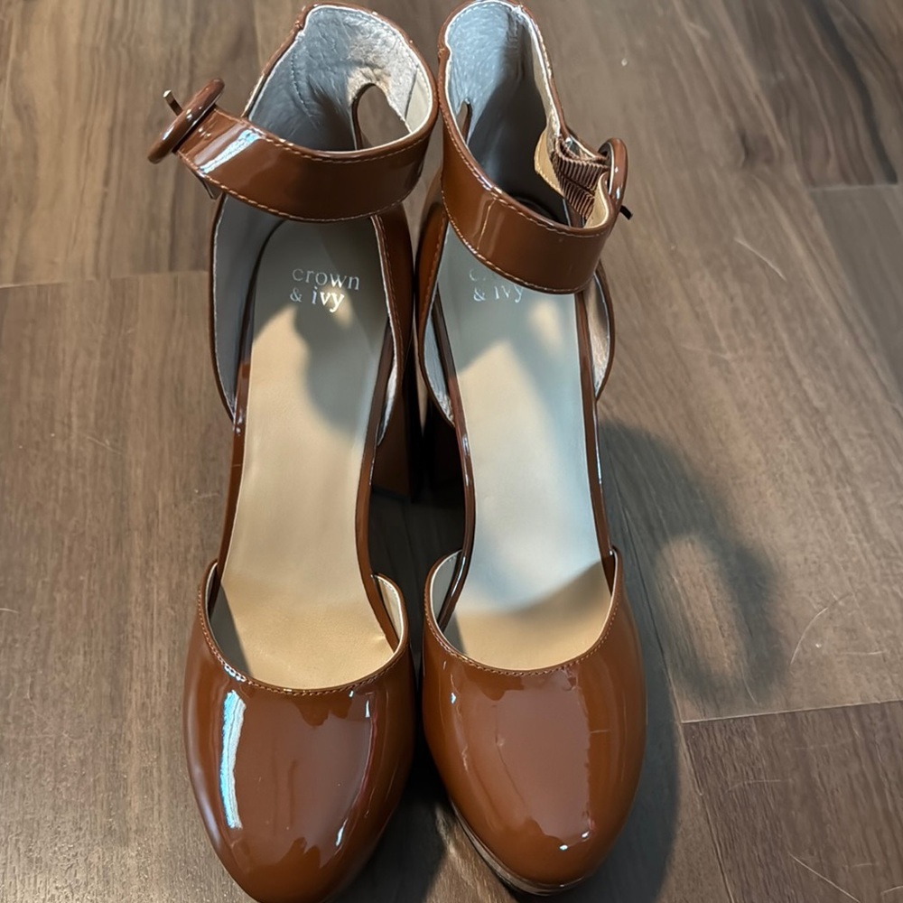Crown & Ivy Brown Patent Leather Heels